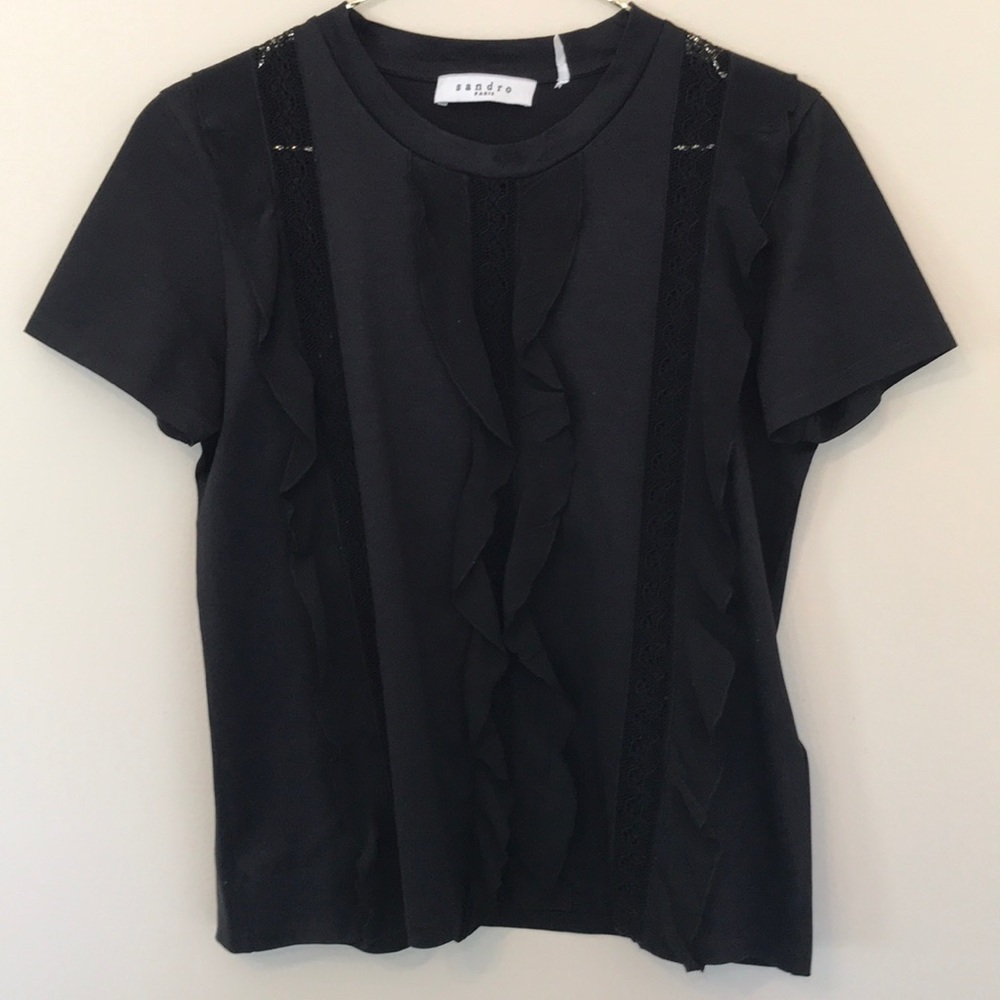 Sandro Paris cotton lace silk women’s blouse top